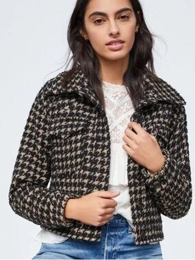 NWT Anthropologie Avec Les Filles Lea Houndstooth Cropped Jacket